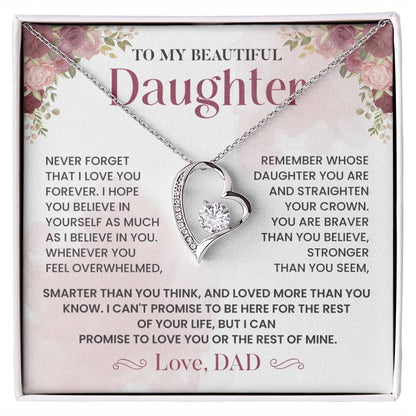 Daughter Necklace Gift from Dad – Crown Reminder Message