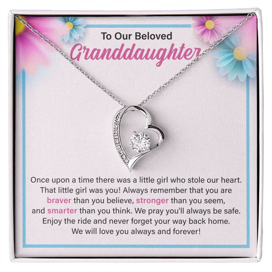 To Our Beloved Granddaughter Necklace, Necklace for Granddaughter, Granddaughter Gifts from Grandma or Grandpa, We Will Love You Always And Forever.