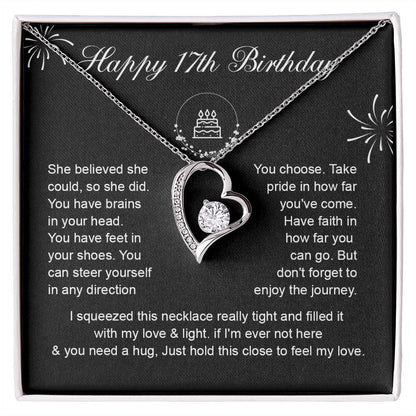 17th Birthday Heart Necklace Gift for Daughter – Message Card Box