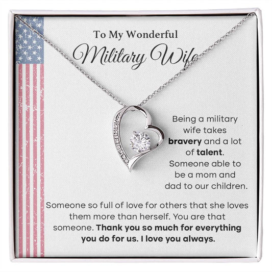 To My Wonderful Military Wife Heartfelt Jewelry Gift Military Wife Jewelry Supportive Necklace For Wives Bravery And Strength Jewelry Love And Appreciation Necklace Thank You Jewelry Gift Forever Loved Necklace Unique Jewelry For Wives