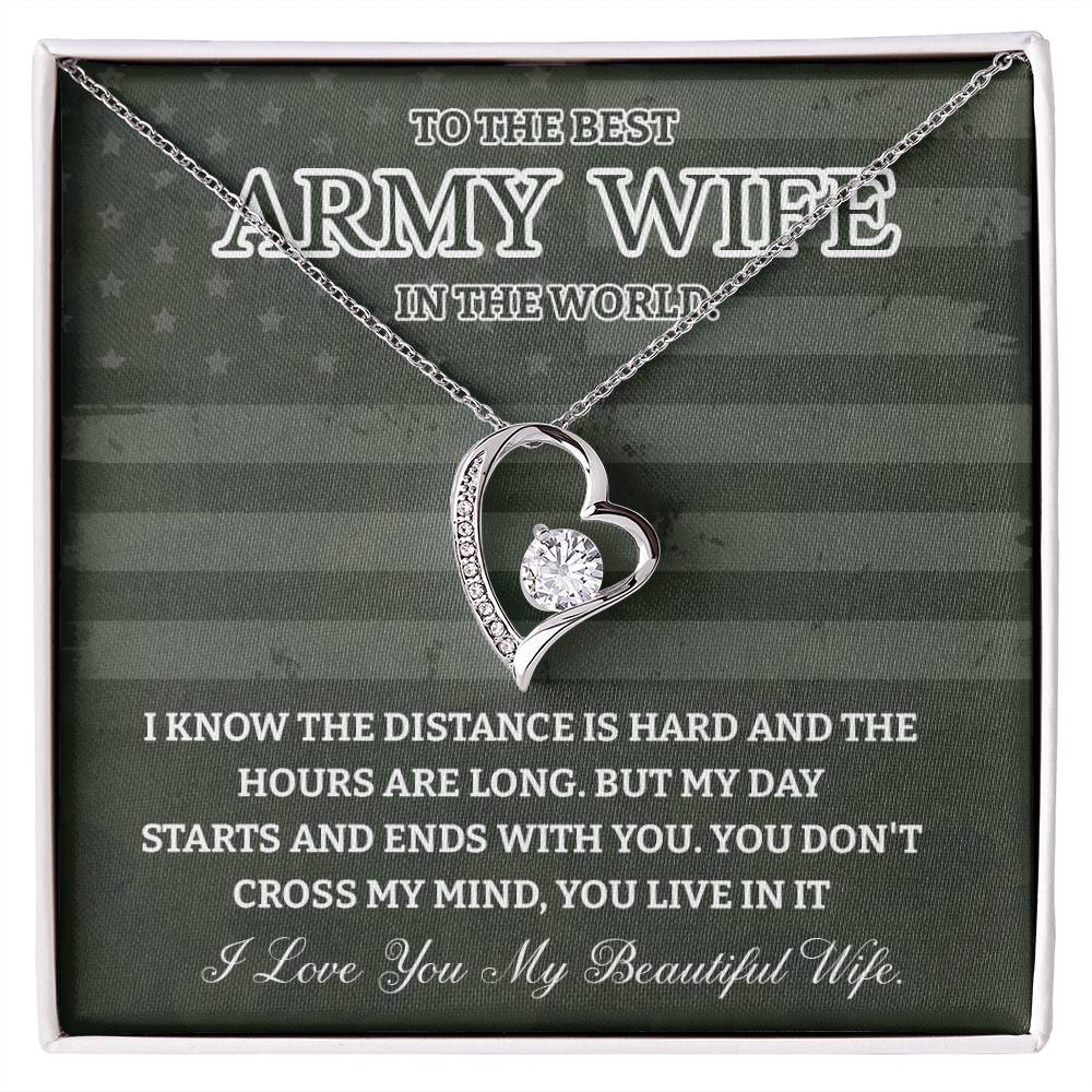 Army Wife Necklace - To The Best Wife In The World, A Heartfelt Gift Of Love Across Distance - Tribute To My Beautiful Wife