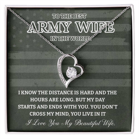 Army Wife Necklace - To The Best Wife In The World, A Heartfelt Gift Of Love Across Distance - Tribute To My Beautiful Wife