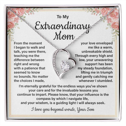 Extraordinary Mom Necklace Gift with Message Card