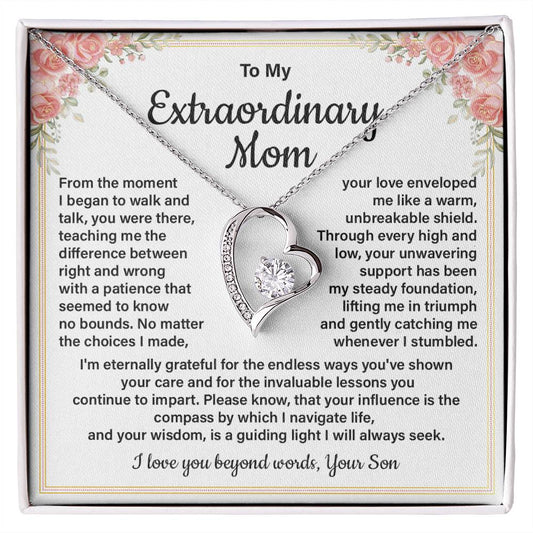 Extraordinary Mom Necklace Gift with Message Card