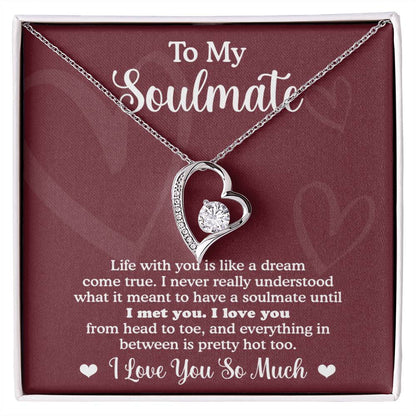 To My Soulmate Necklace For Wife, Girlfriend, Forever Heart Necklace Gift With A Meaningful Message Card Gift From Husband And Boyfriend.