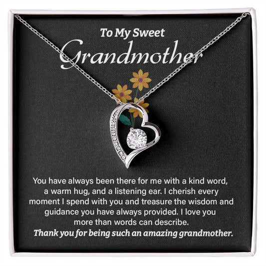 To My Sweet Grandmother Necklace – Heart Pendant with Thank You Note