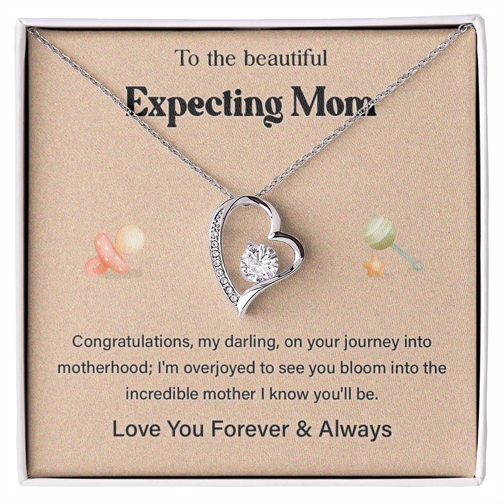 To The Beautiful Expecting Mom, Beautiful Expecting Mom Necklace Gift Best Necklace Gift For Expecting Mother Journey Into Motherhood Necklace Gift Necklace With Heartfelt Message Thoughtful Necklace Gift Best Mother’s Day Necklace Gift