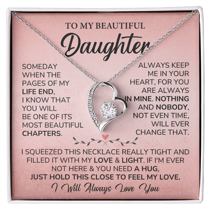 Daughter Gift with Heart Pendant from Parent with Message Card