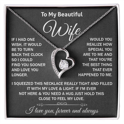 Gift for Wife from Husband Forever Love Heart Necklace with Message Card