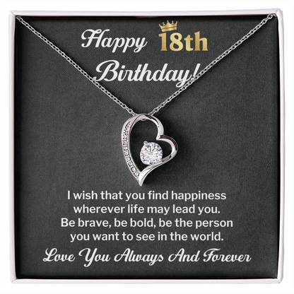 18th Birthday Necklace Gift With Loving Message