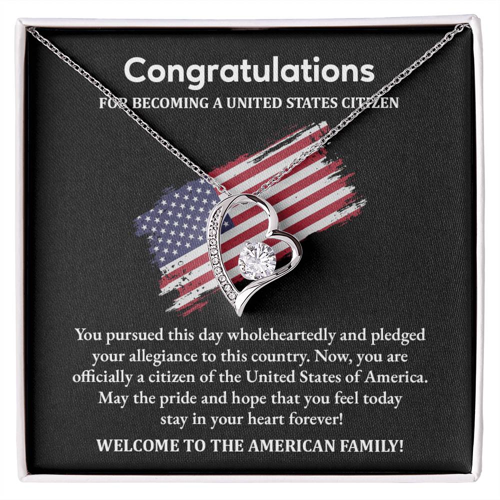 Congratulations Necklace For New U.s. Citizen Necklace For New U.s. Citizen Gift For U.s. Citizenship Success Necklace With Citizenship Message U.s. Citizenship Celebration Gift Jewelry For New U.s. Citizen Necklace For Citizenship Pledge