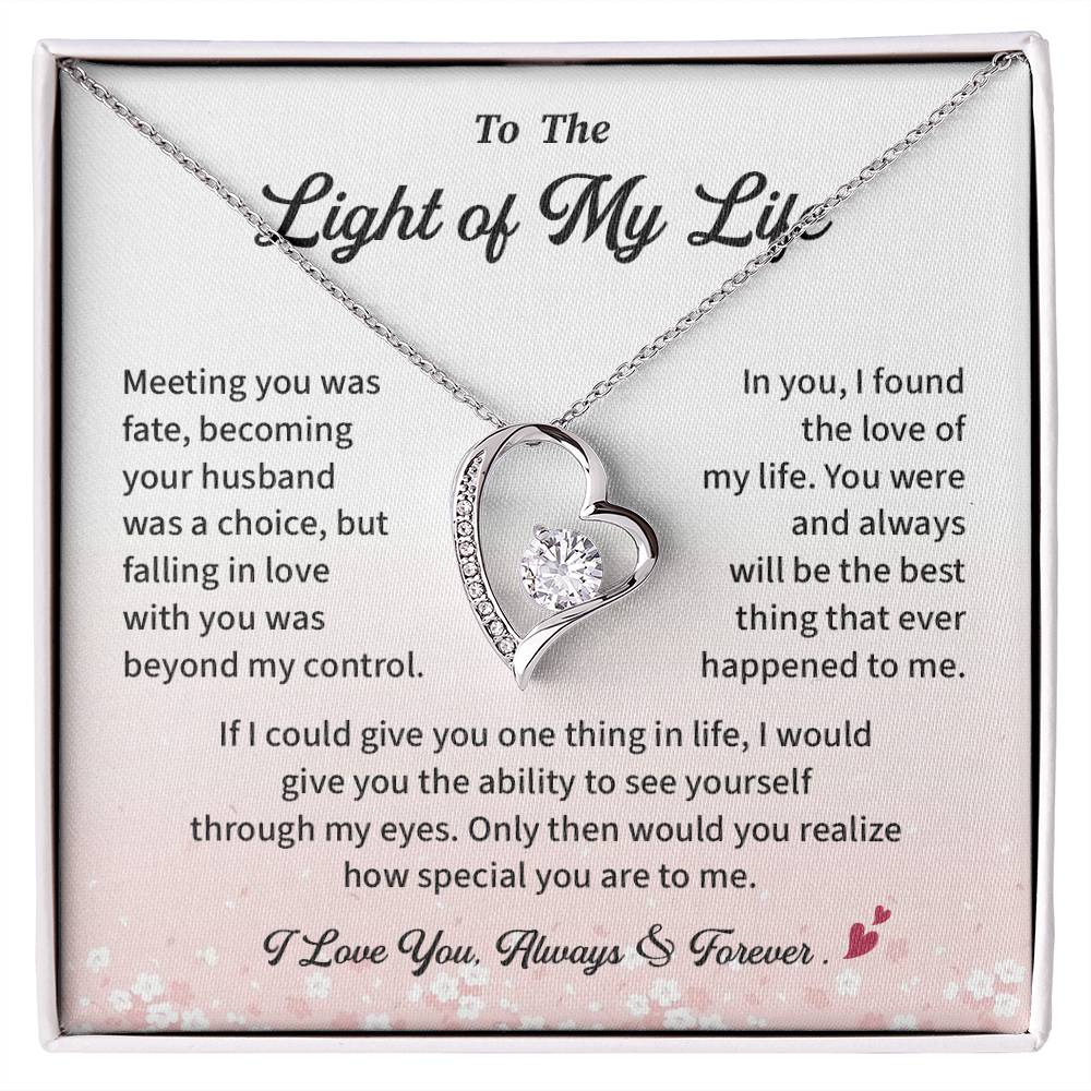 Light of My Life Necklace Gift for Her Romantic Jewelry with Message Card and Gift Box