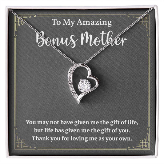 Bonus Mom Necklace Gift Message Card and Gift Box