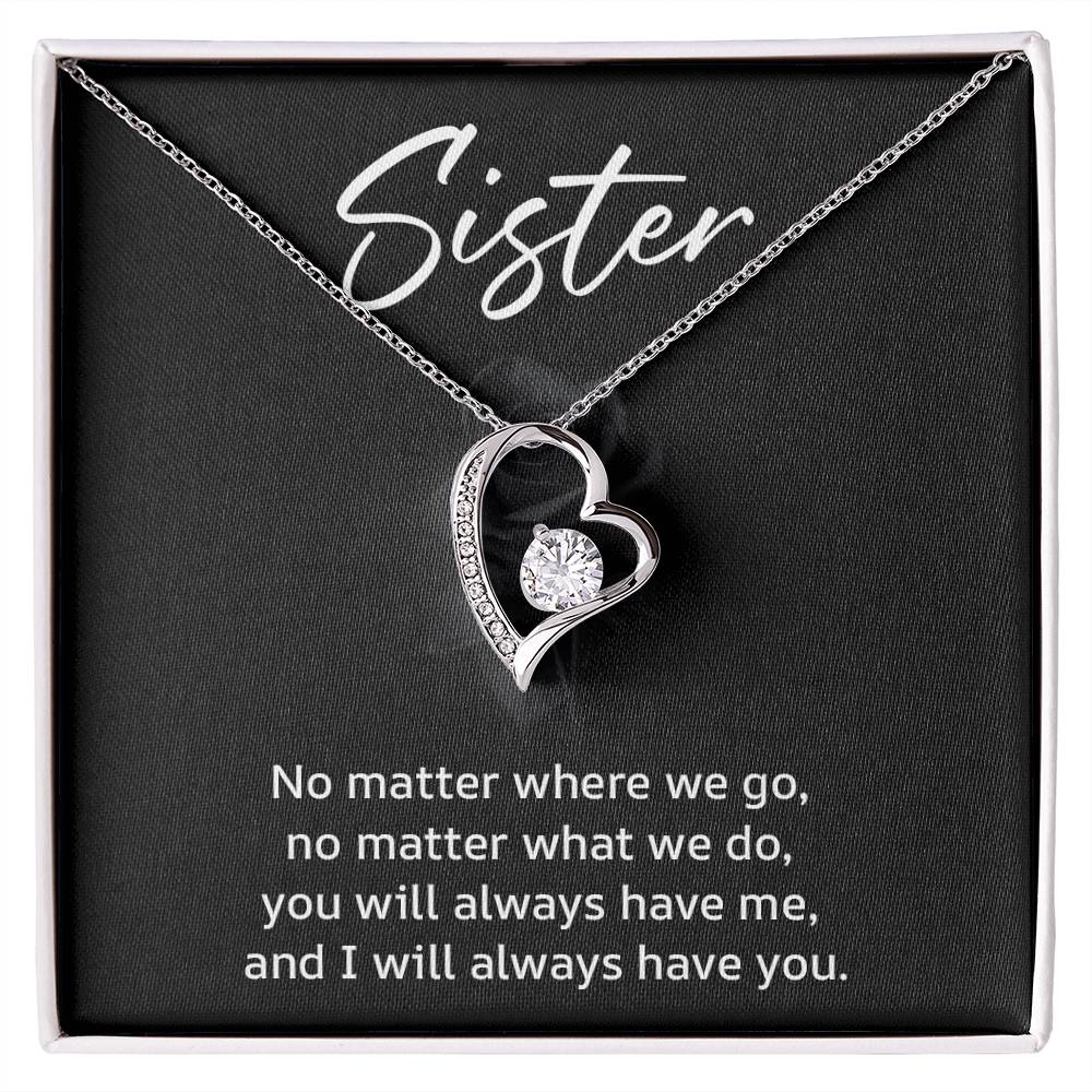 Sister Necklace Gift with Heart Pendant – Sentimental Message Card Included
