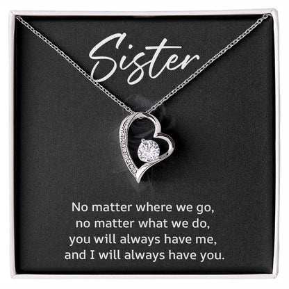 Sister Necklace Gift with Heart Pendant – Sentimental Message Card Included
