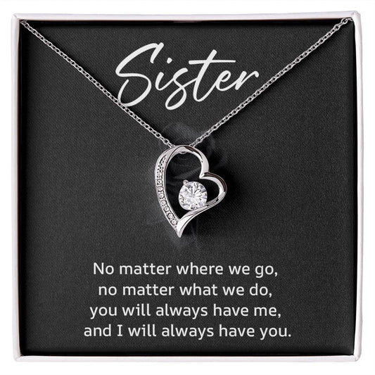 Sister Necklace Gift with Heart Pendant – Sentimental Message Card Included