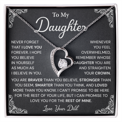 Daughter Heart Necklace Gift from Dad Message Card