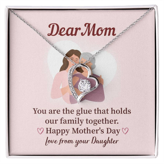 Dear Mom Family Glue Pendant Elegant Jewelry For A Mother’s Day Gift Sweet Gift For A Wonderful Woman Heartfelt Necklace Sentimental Jewelry Thank You Pendant Gift For A Special Mom Sweet Pendant For Family Love