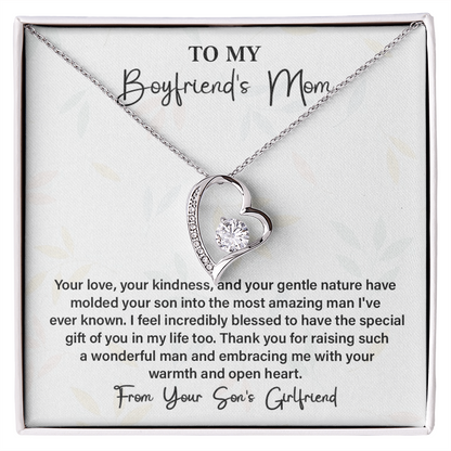 Gift for Boyfriend’s Mom from Girlfriend – Heart Necklace with Thank You Card