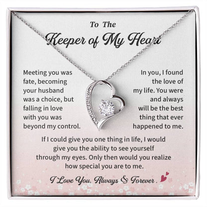 Keeper of My Heart Necklace Gift for Her Romantic Jewelry with Message Card and Gift Box