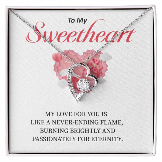 Sweetheart Necklace Gift – Eternal Flame Love Card