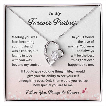 Romantic Wife Necklace Gift from Husband – Forever Partner Message Card