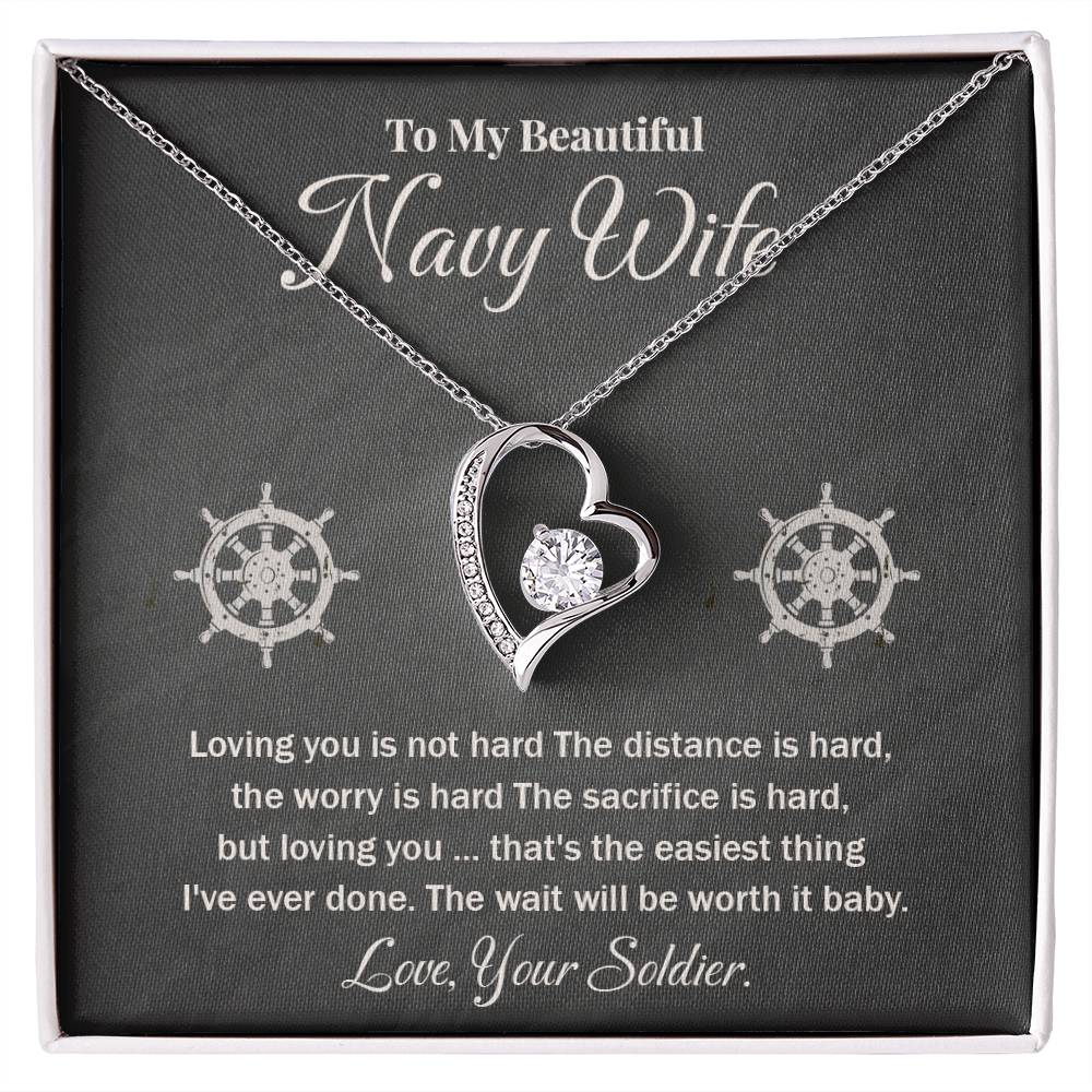 Navy Wife Necklace Gift from Husband – With Message Card