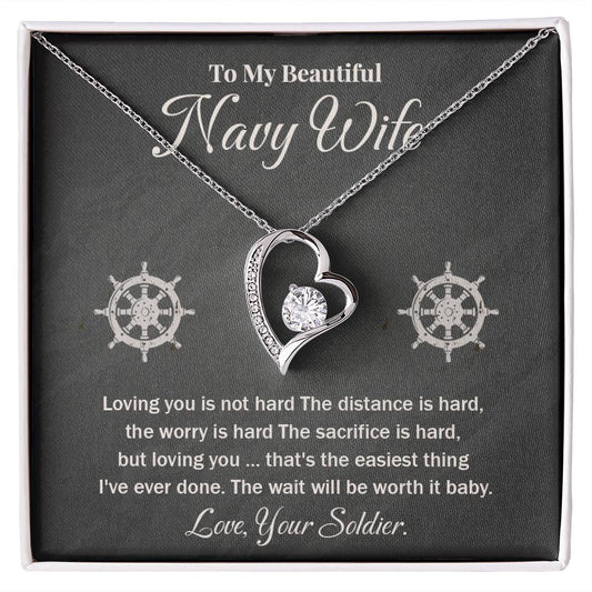 Navy Wife Necklace Gift from Husband – With Message Card