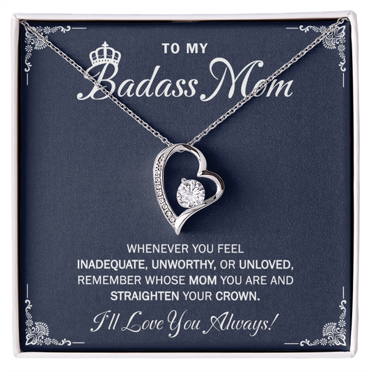 To My Badass Mom Necklace Gift From Daughter with Message Card