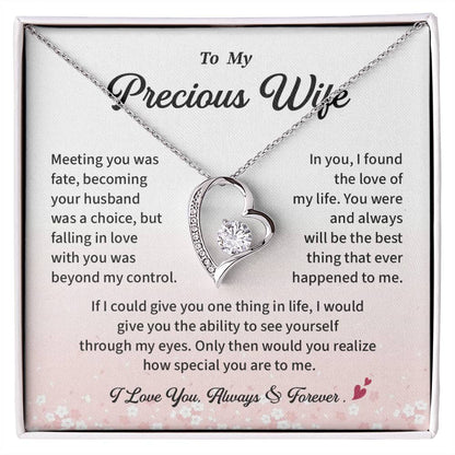 Precious Wife Necklace Gift from Husband Romantic Pendant with Message Card