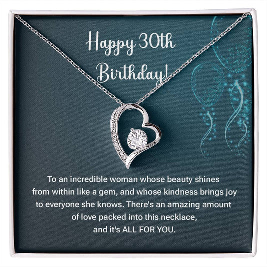 30th Birthday Necklace Gift – Heart Pendant Jewelry for Her