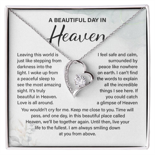 A Beautiful Day In Heaven Necklace – Sentimental Memorial Jewelry Gift, We'll Be Together Again, Heartfelt Keepsake For Love, Peace, And Comfort