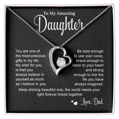 Daughter Necklace Gift from Dad with Message Card