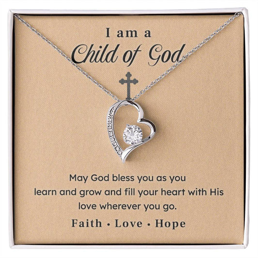 Christian Necklace Gift – I Am a Child of God with Faith Message