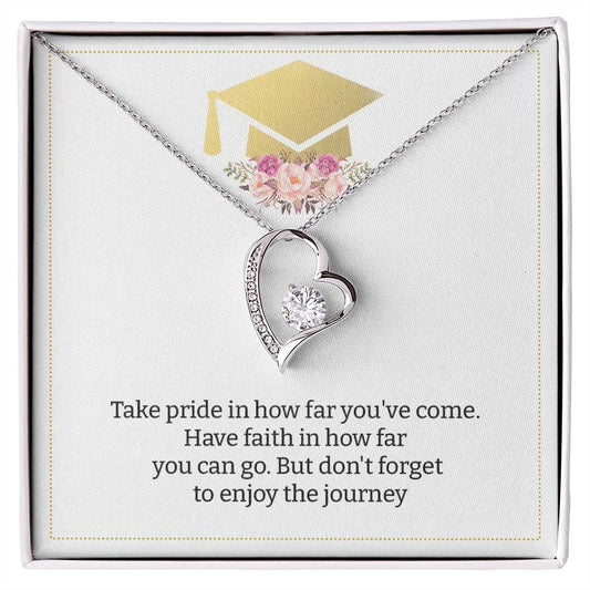 Graduation Heart Necklace with Floral Cap Card