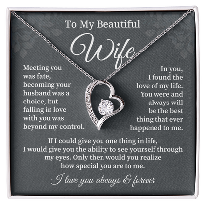 Wife Necklace Gift With Deep Love Message Card