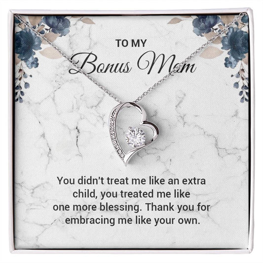 Bonus Mom Heart Necklace Gift with Message Card