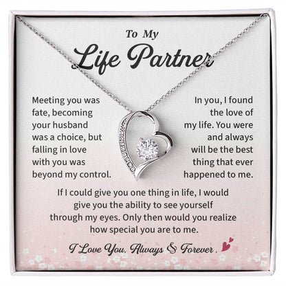 Life Partner Necklace Gift for Her from Husband Pendant with Sentimental Message Card