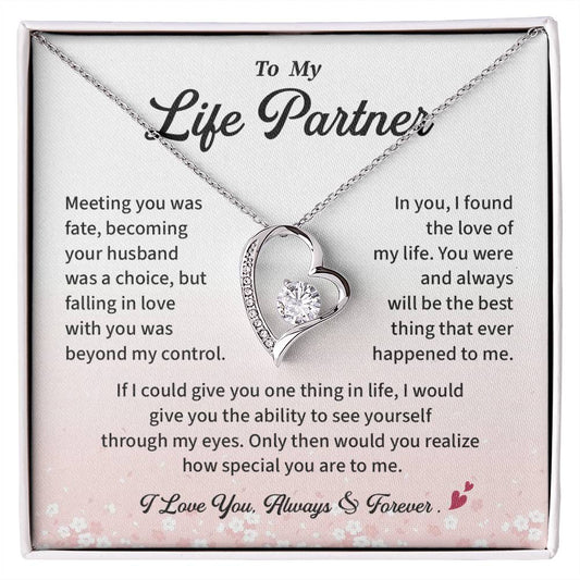 Life Partner Necklace Gift for Her from Husband Pendant with Sentimental Message Card
