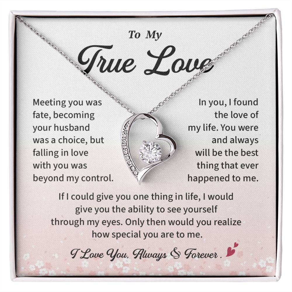 True Love Necklace Gift from Husband Pendant with Romantic Message Card in Gift Box