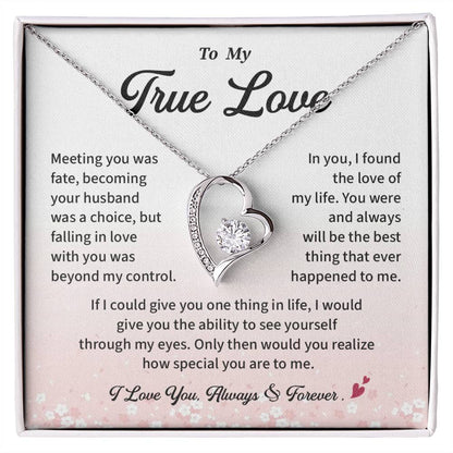 True Love Necklace Gift from Husband Pendant with Romantic Message Card in Gift Box