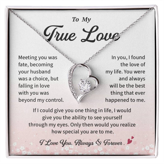 True Love Necklace Gift from Husband Pendant with Romantic Message Card in Gift Box