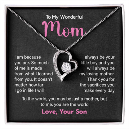 To My Wonderful Mom, Inspirational Gift Necklace For Mother Best Friend Necklace For Loving Best Christmas Necklace Gift Sentimental Necklace Gift Wonderful Necklace Gift From Son Thank You Mom Necklace Heartfelt Necklace For Loving Person