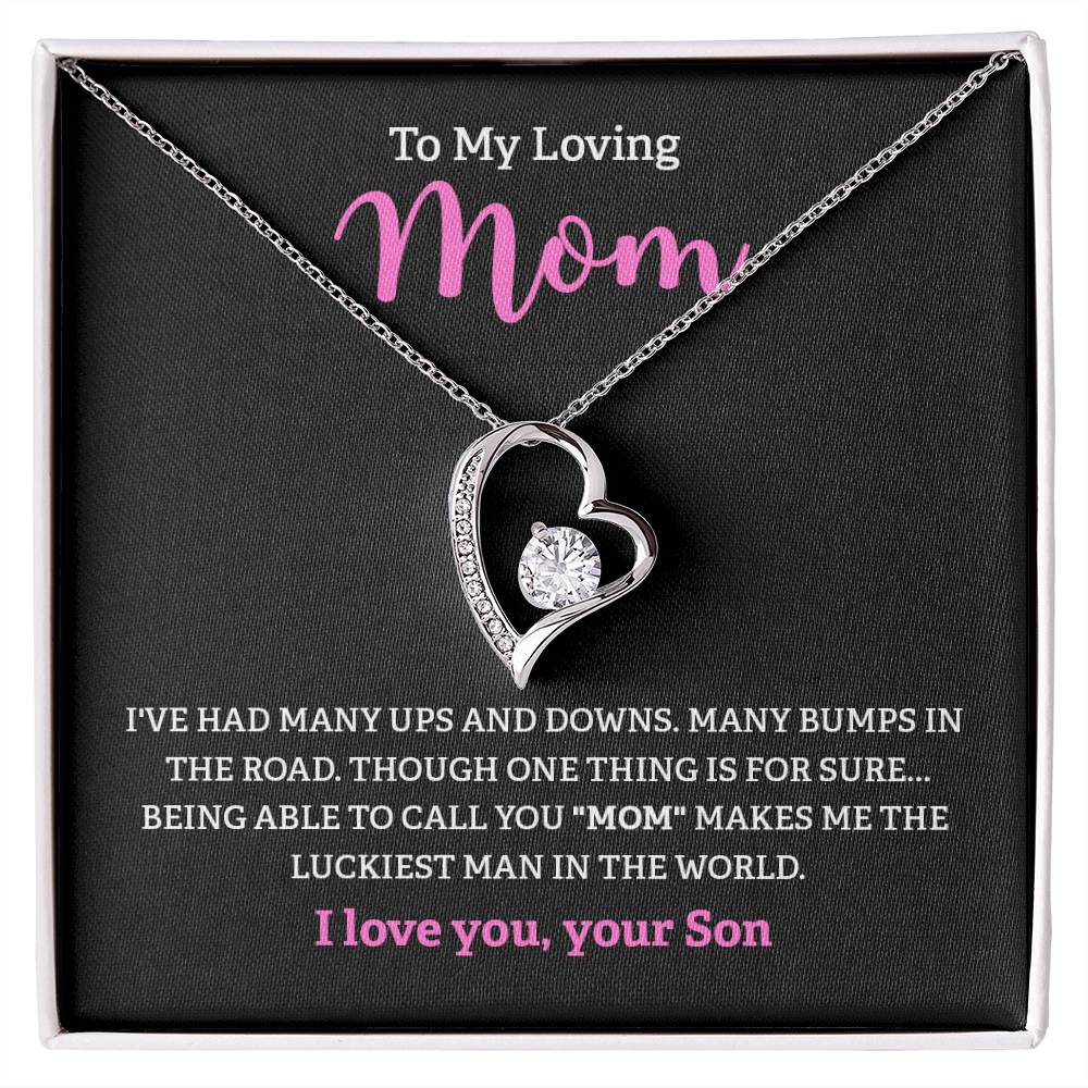 To My Loving Mom Necklace from Son with Message Card Gift Box