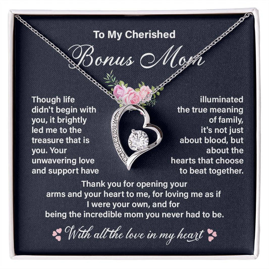 Cherished Bonus Mom Necklace Gift from Daughter