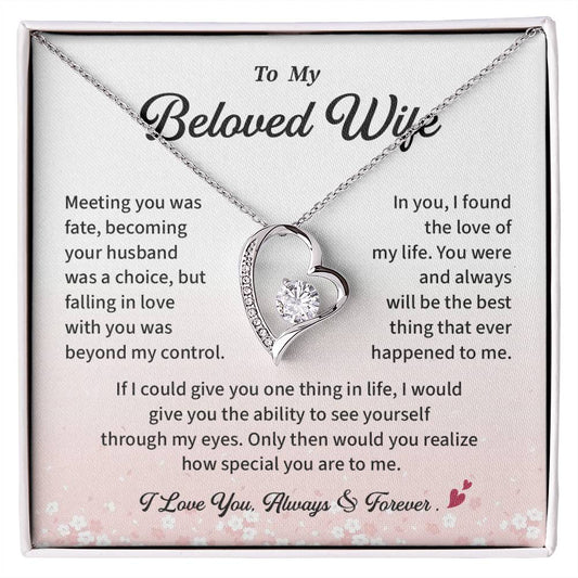 Beloved Wife Necklace Gift from Husband – Romantic Heart Jewelry with Message Card