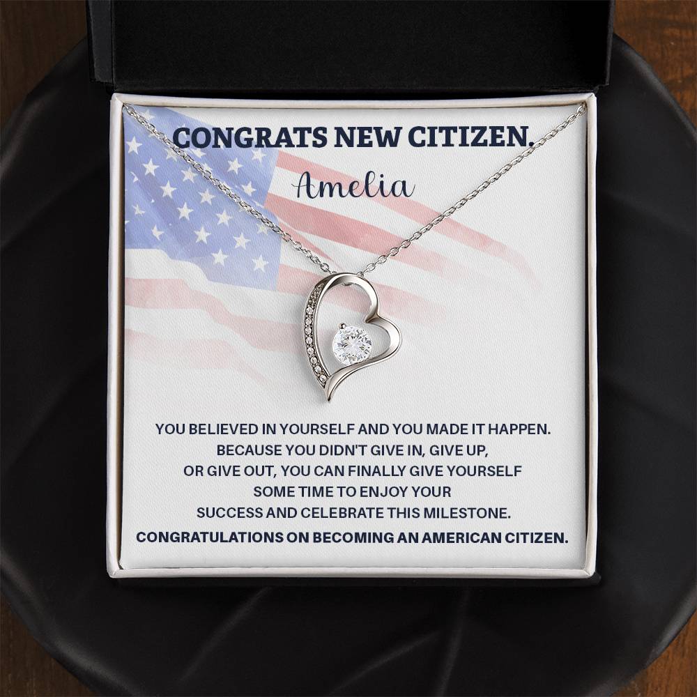 Congrats Necklace For New U.s. Citizen Amelia Necklace For New U.s. Citizen Gift For New American Citizen Necklace With Citizenship Message U.s. Citizenship Achievement Gift Necklace For Proud U.s. Citizen Necklace For Citizenship Success