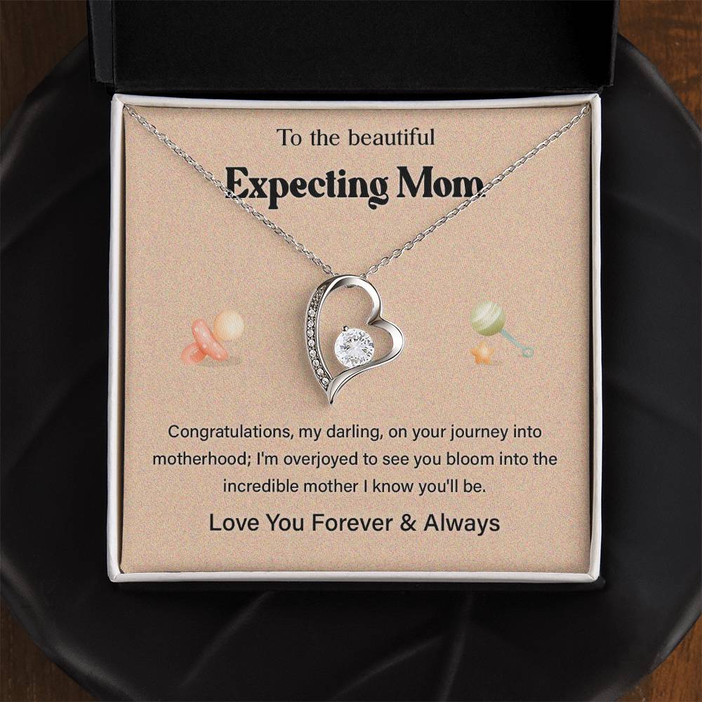 To The Beautiful Expecting Mom, Beautiful Expecting Mom Necklace Gift Best Necklace Gift For Expecting Mother Journey Into Motherhood Necklace Gift Necklace With Heartfelt Message Thoughtful Necklace Gift Best Mother’s Day Necklace Gift