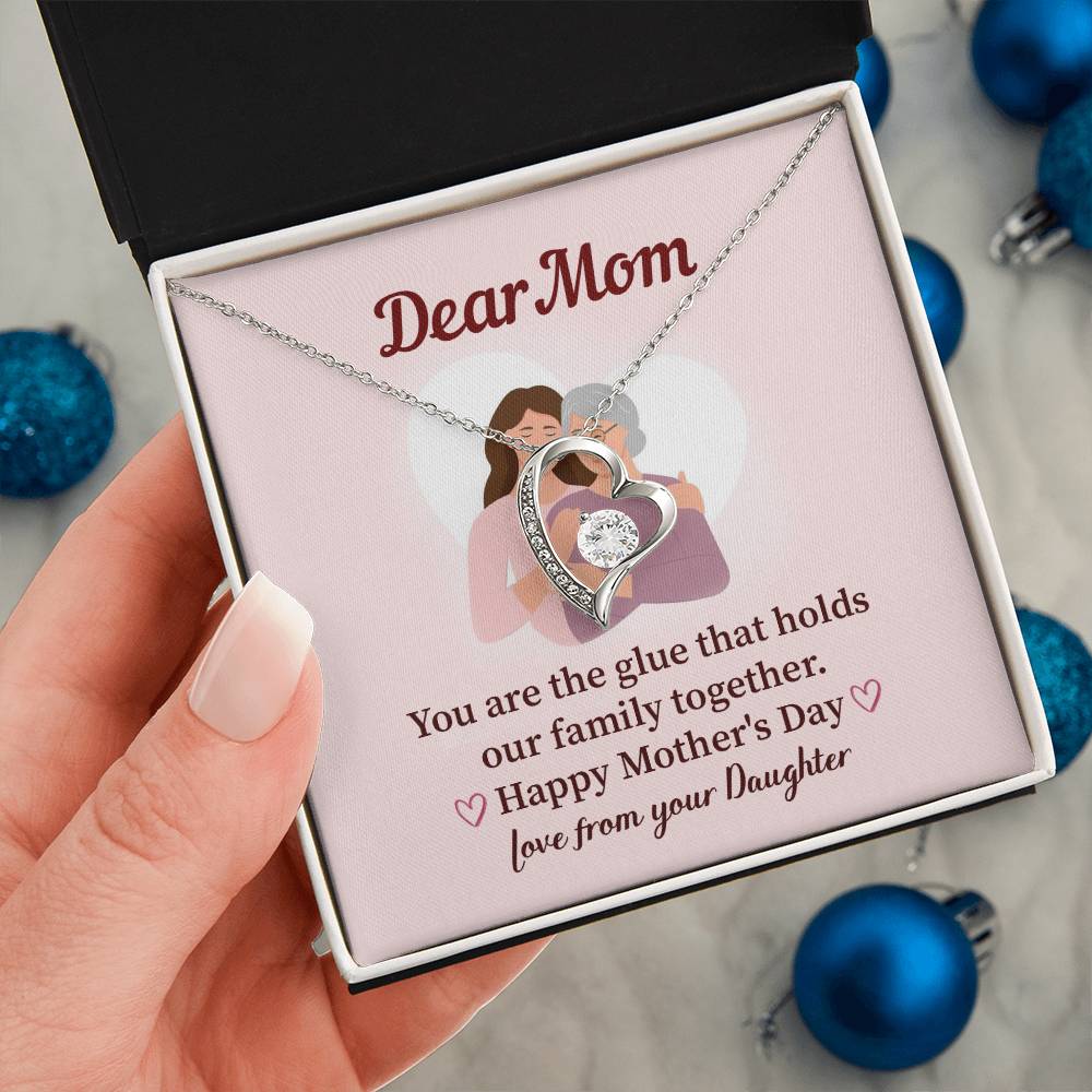 Dear Mom Family Glue Pendant Elegant Jewelry For A Mother’s Day Gift Sweet Gift For A Wonderful Woman Heartfelt Necklace Sentimental Jewelry Thank You Pendant Gift For A Special Mom Sweet Pendant For Family Love