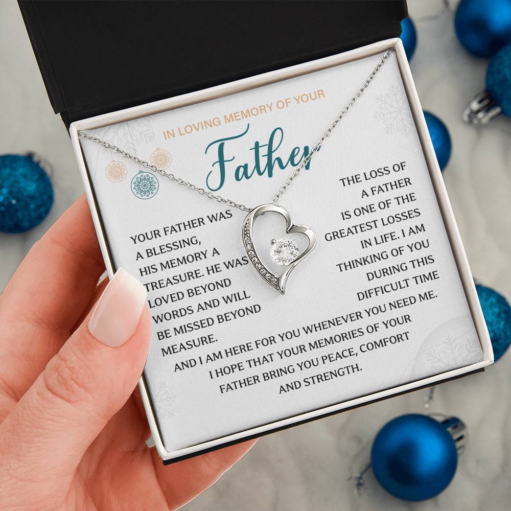 Sympathy Necklace Gift for Loss of Father with Message Card